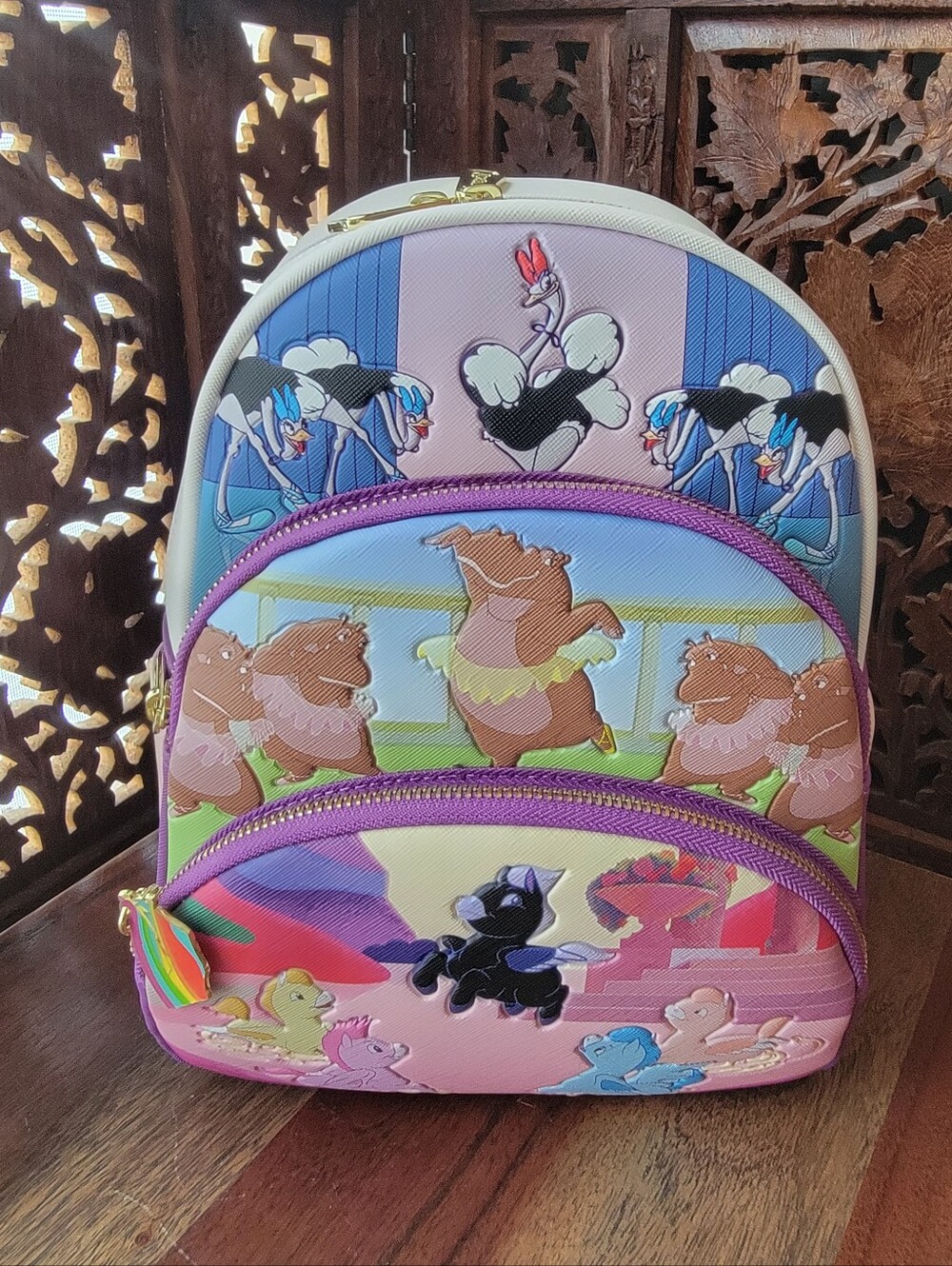 NWT Loungefly Disney Fantasia 3 Pocket Mini Backpack Dancing Hippos Pegasus